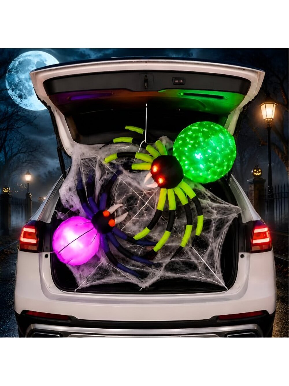 2-Piece Halloween Spider Inflatables for Car Trunk or Treat, 3.3FT & 2.8FT
